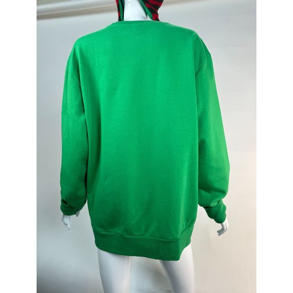 MAD Engine Ugly Christmas Holiday Cat Gift Sweatshirt Medium Green Cotton Blend - Picture 13 of 16